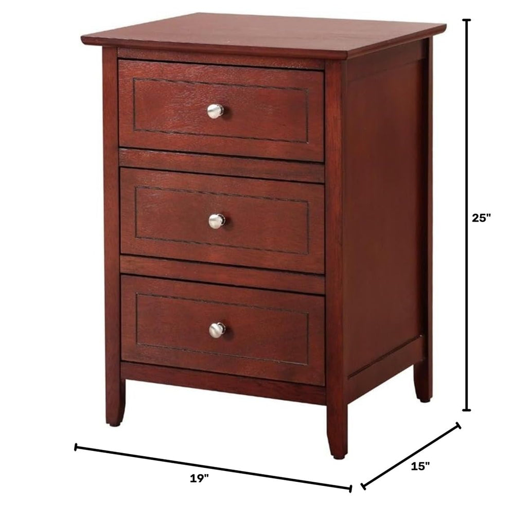 3-Drawer Solid Wood Nightstand B490
