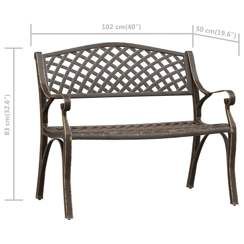 Bronze Cast Iron Garden Bench with Floral Design 40.2 Inch N7459