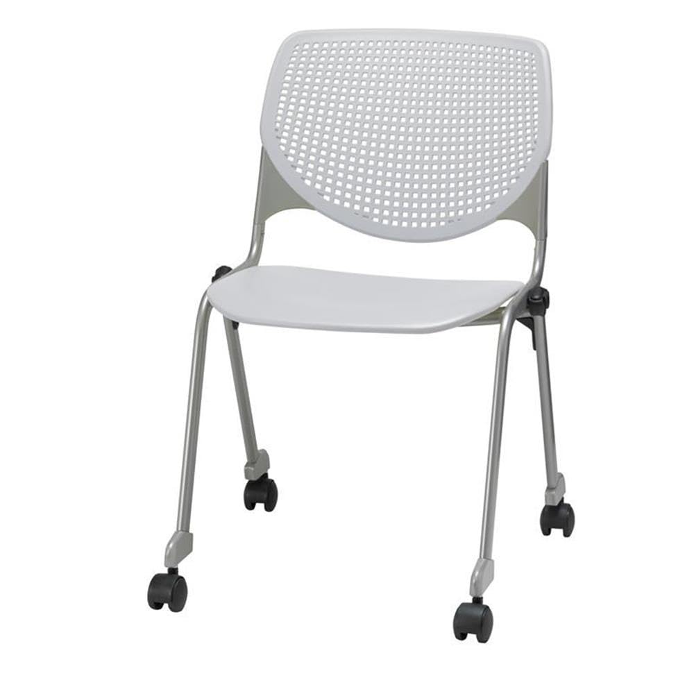 Light Grey Stack Chair with Casters A421