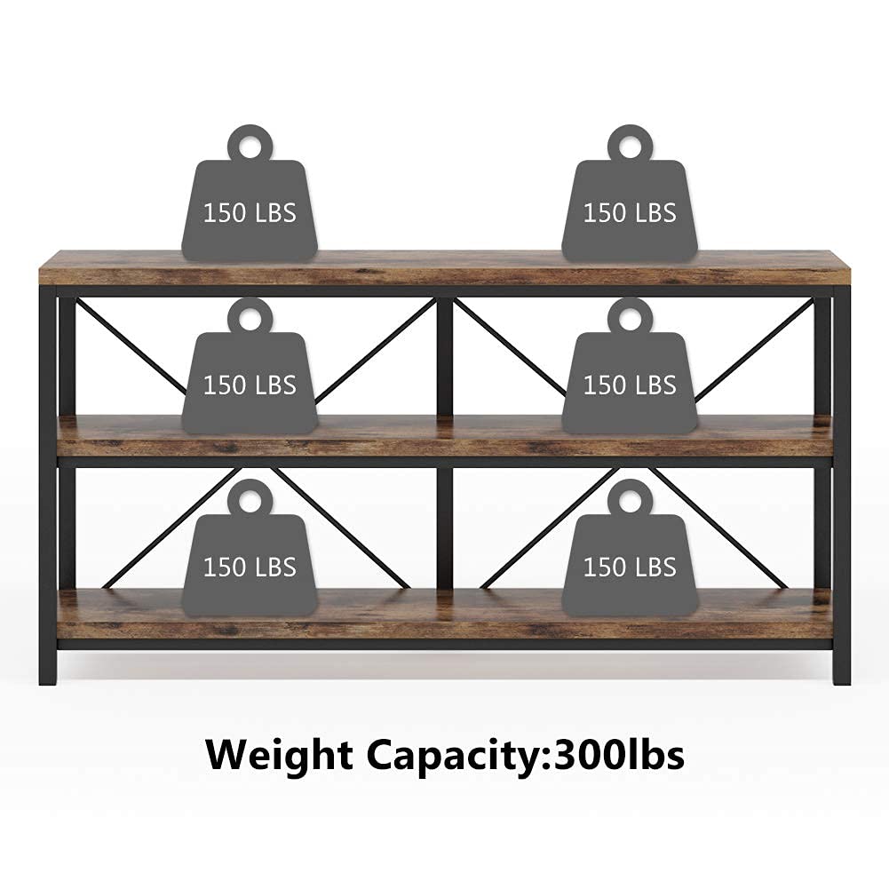 55 Inches 3 Tiers Console Table with Storage Shelves S567