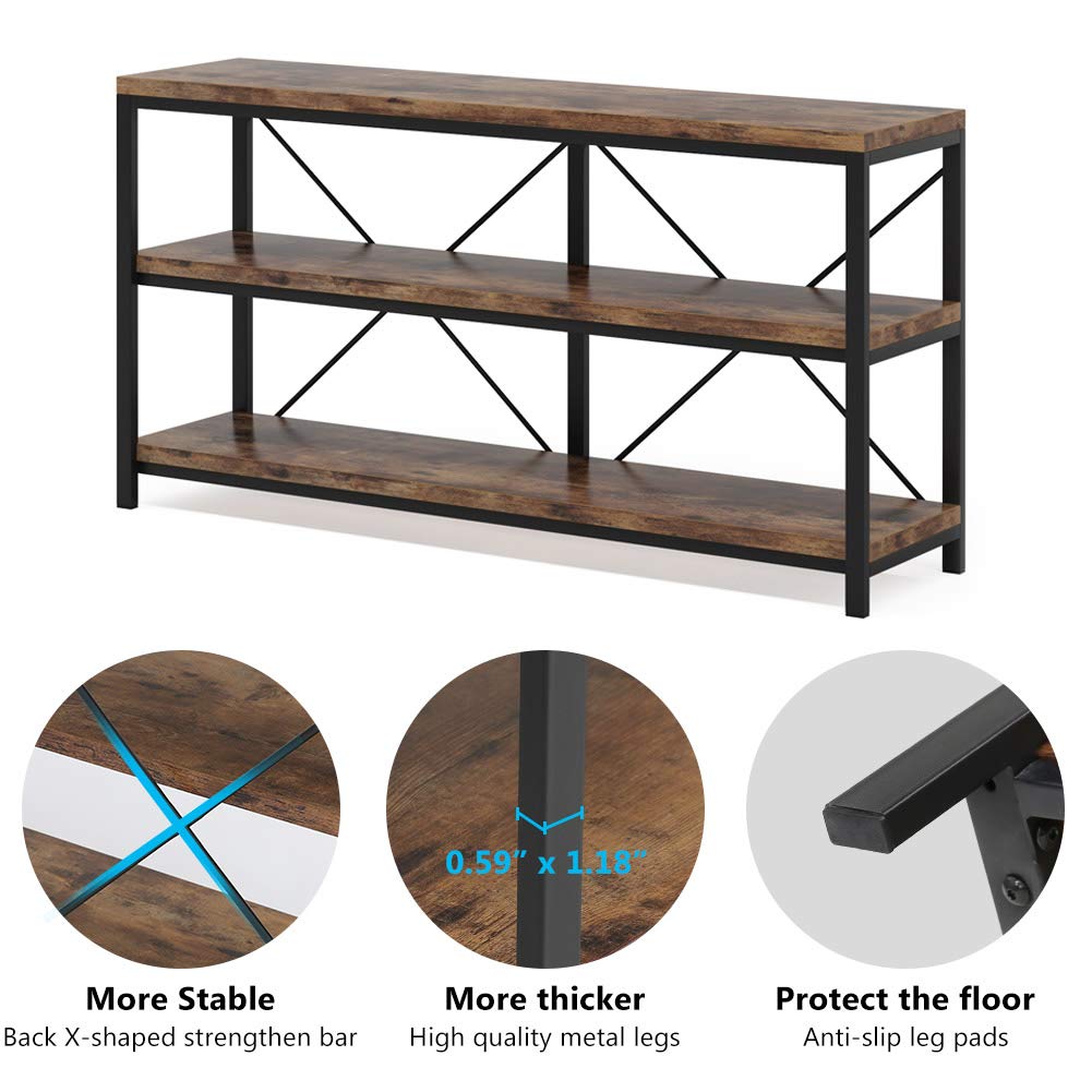 55 Inches 3 Tiers Console Table with Storage Shelves S567