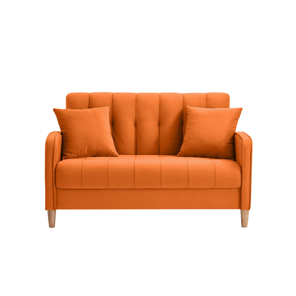 Orange Velvet Tufted Loveseat Sofa F631540
