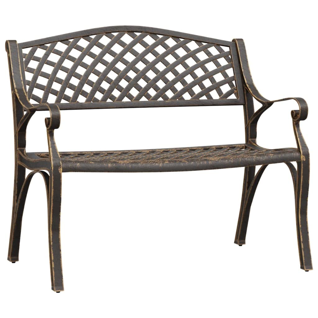 Bronze Cast Iron Garden Bench with Floral Design 40.2 Inch N7459