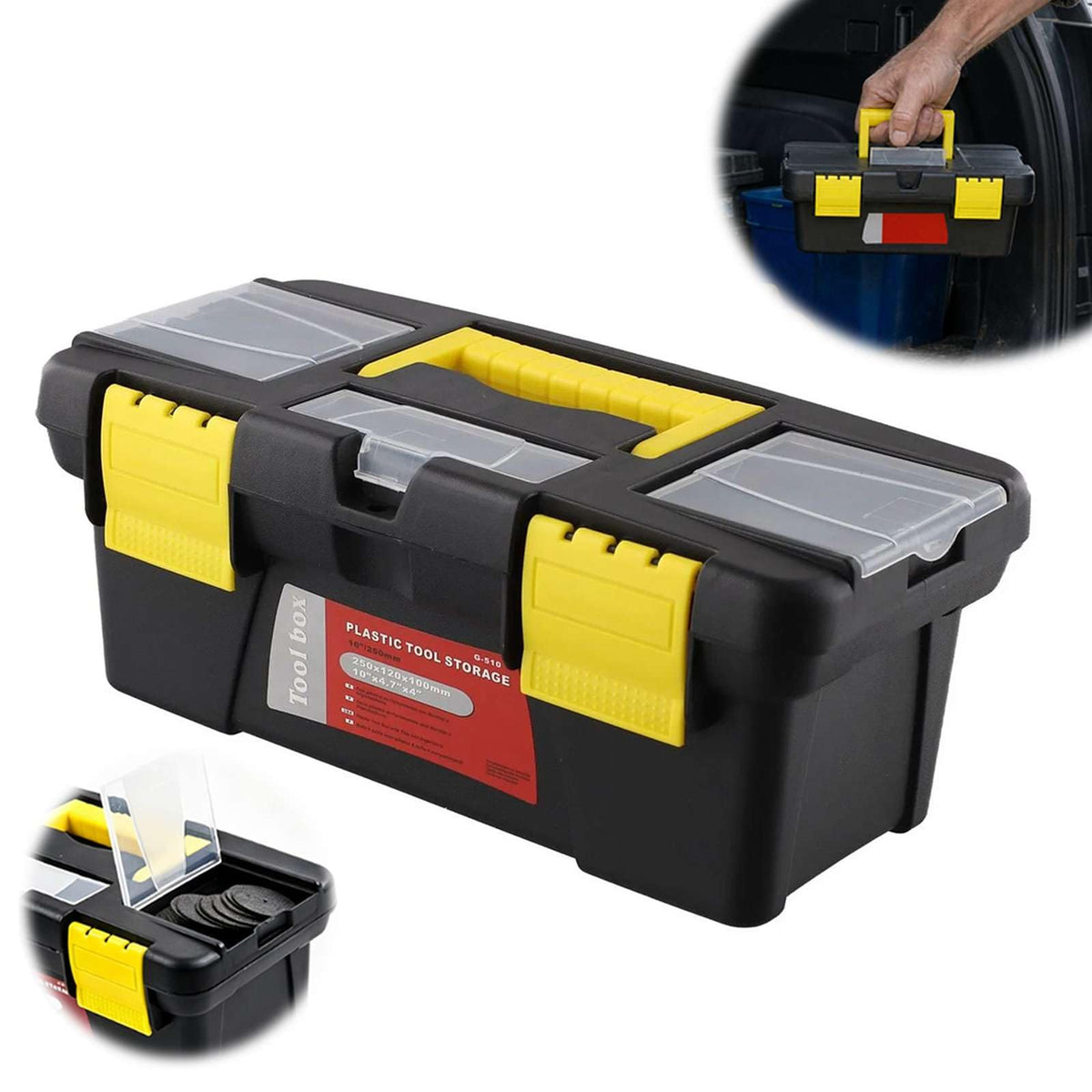 10-Inch Two-Layer Plastic Toolbox with Reinforced Handle K29323