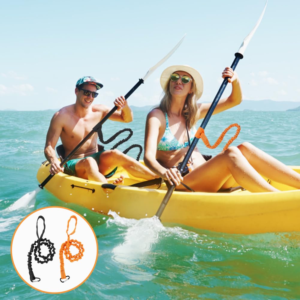 2 Pack Stretchable Kayak Paddle Leash with Carabiner B710129