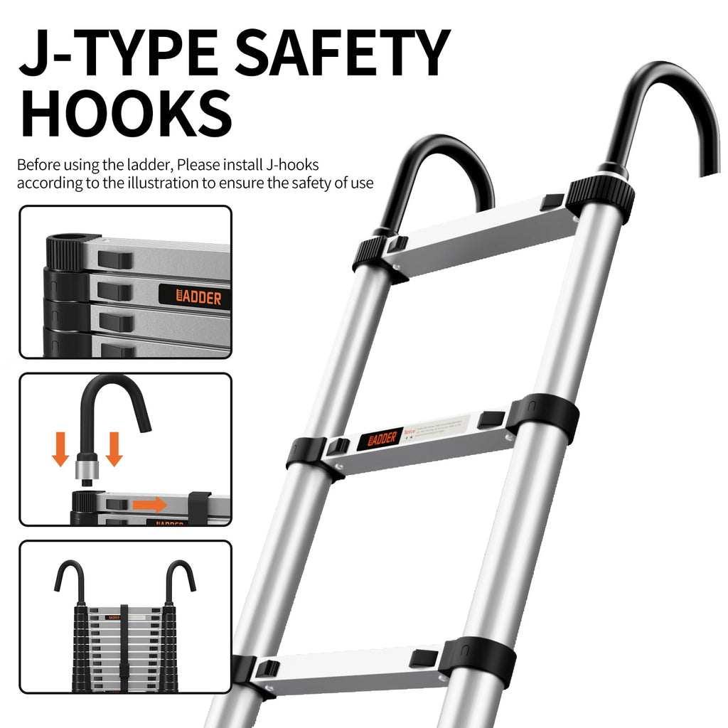 Telescoping Aluminum Ladder 330lbs Max Capacity L1119