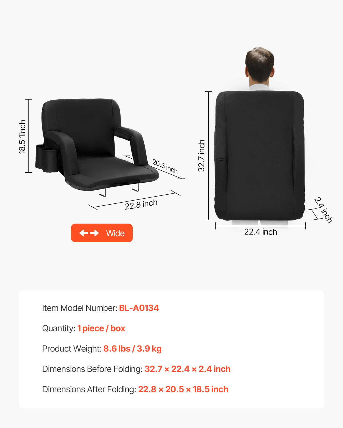 Folding Padded Stadium Seat with Cupholder S301