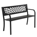 4 Feet Heavy-Duty Metal Patio Bench with Backrest Armrests K3514