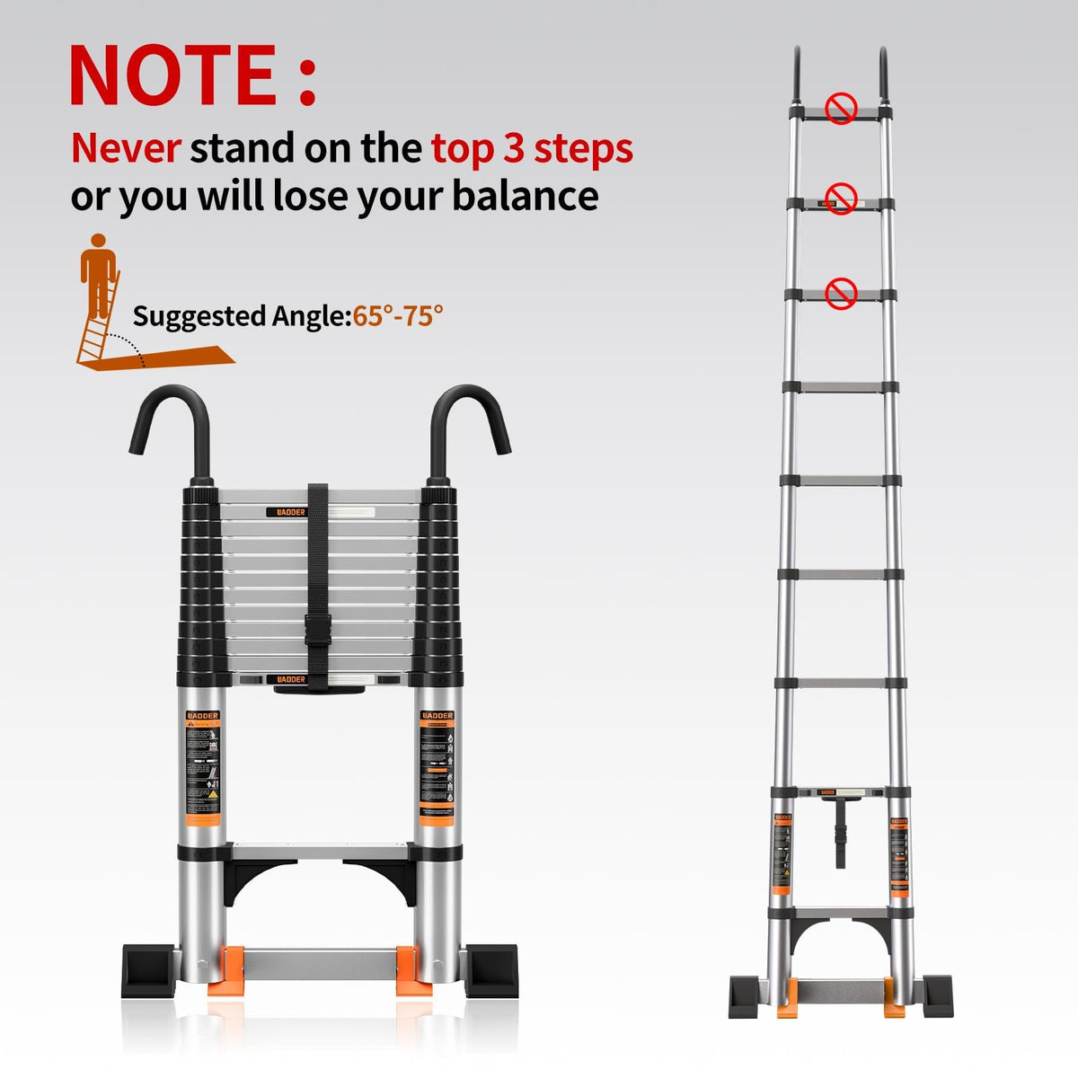 Telescoping Aluminum Ladder 330lbs Max Capacity L1119
