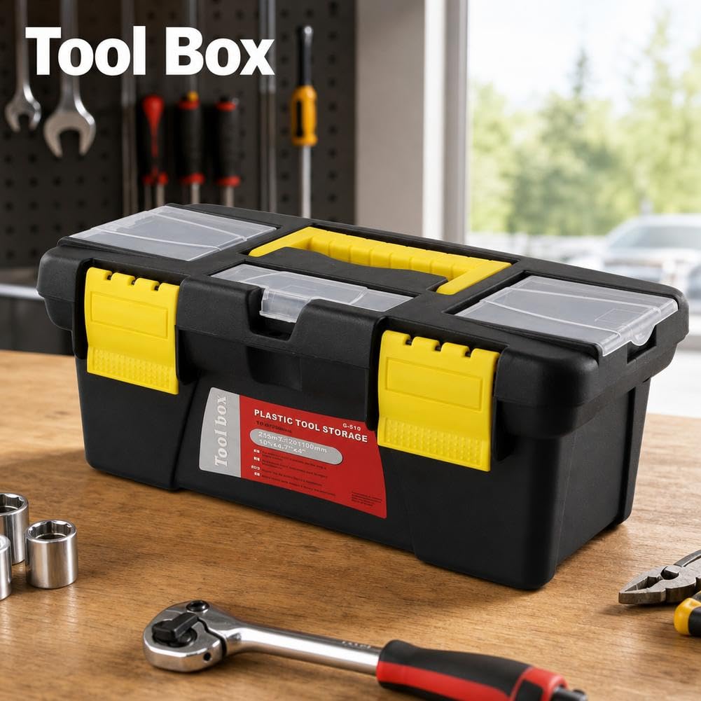 10-Inch Two-Layer Plastic Toolbox with Reinforced Handle K29323