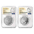 Morgan and Peace Silver Dollar 2pc Set N222