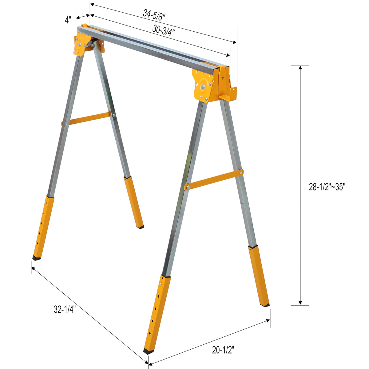 2 Pack Adjustable Folding Steel Sawhorses 1000LB D3750