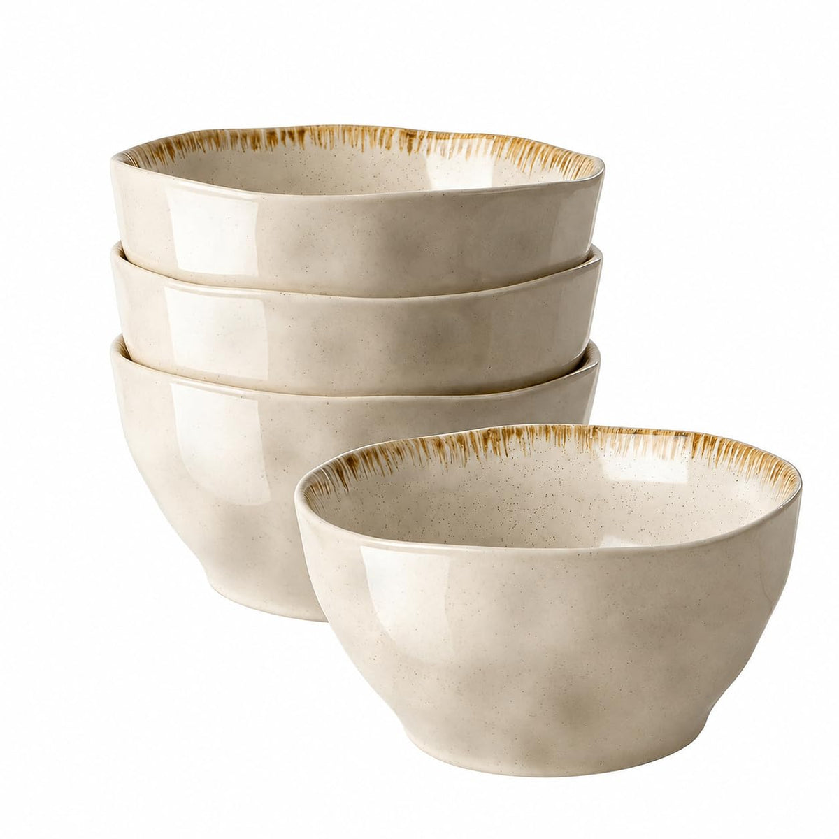30 OZ Ceramic Soup Bowls Set of 4 Beige U5693