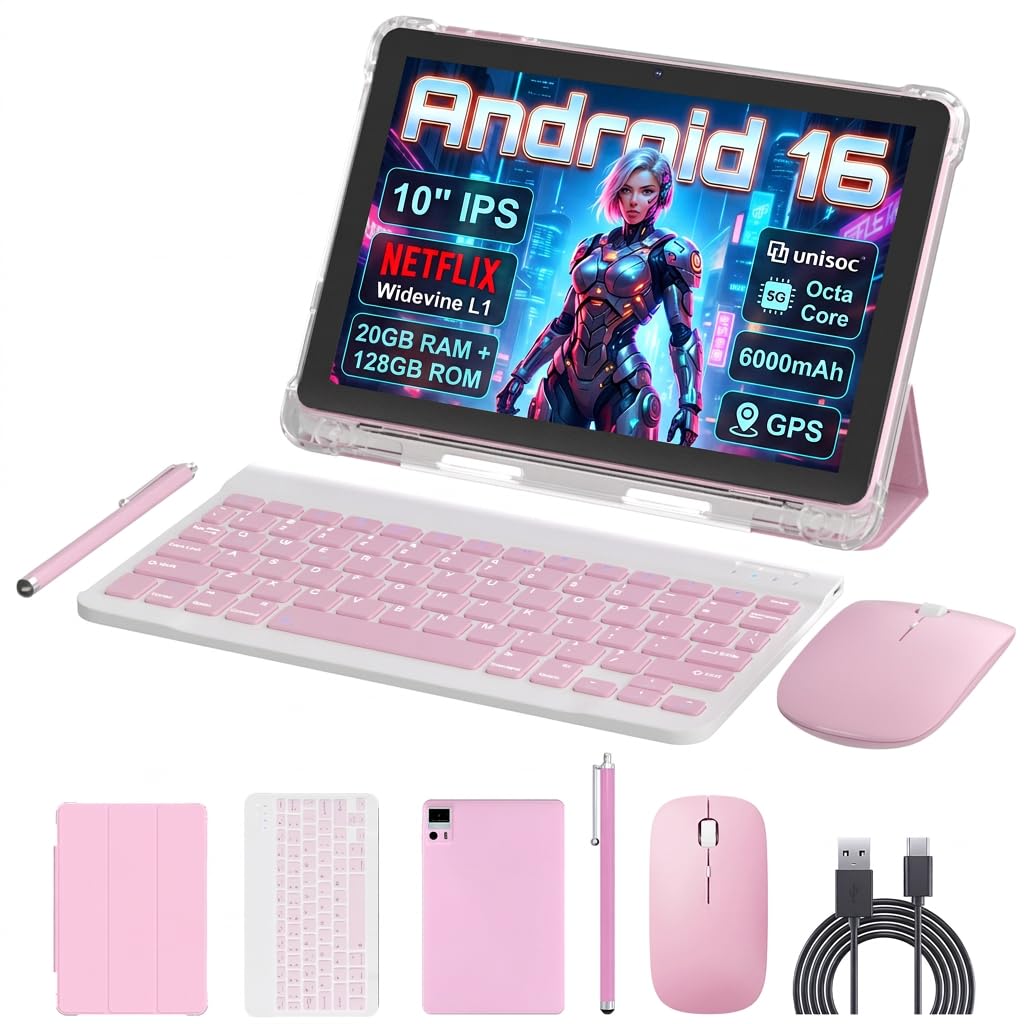 10 Inch 2 in 1 Tablet with Keyboard Kit & Case Pink C42480