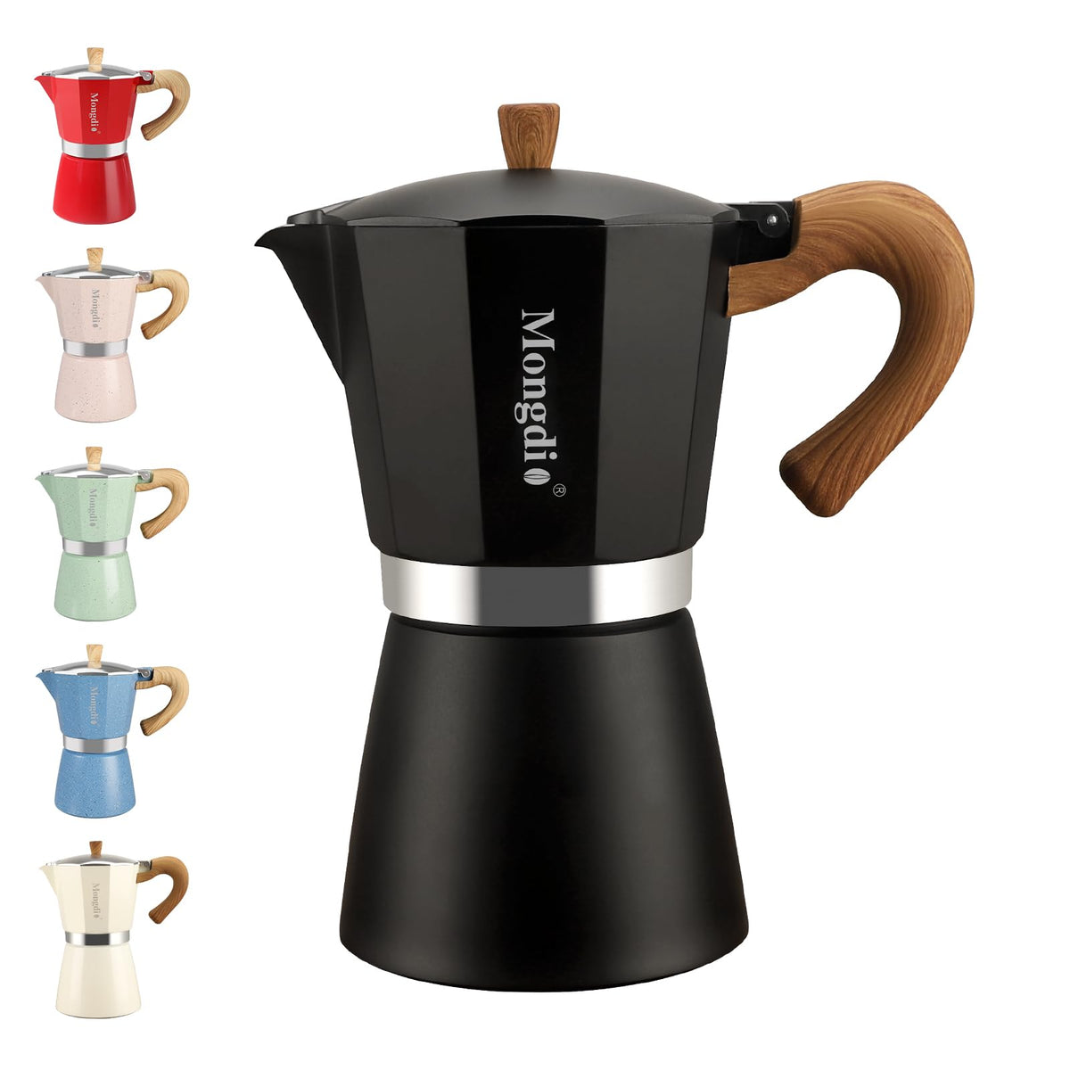 Stovetop Espresso Maker Moka Pot, 6 Cup 10 oz Black Q13551