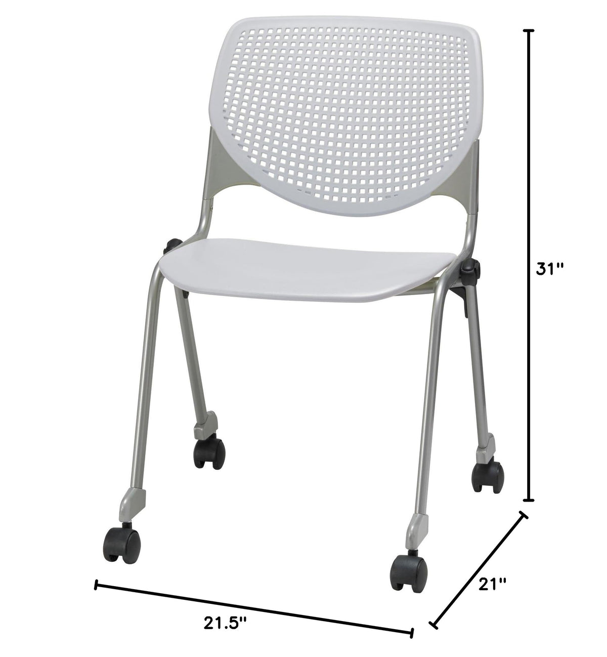 Light Grey Stack Chair with Casters A421