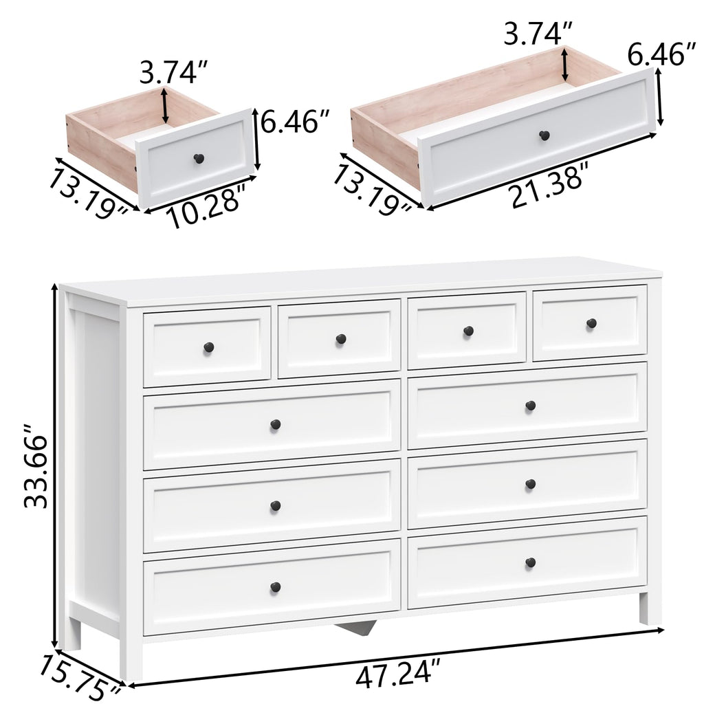 White 10 Drawers Dresser Q773794
