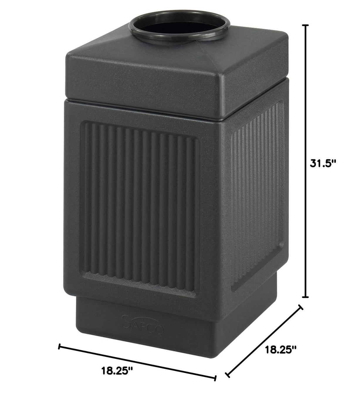 38 Gallon Black Open Top Trash Can E324002