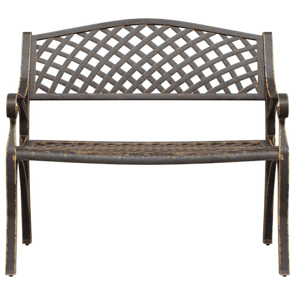 Bronze Cast Iron Garden Bench with Floral Design 40.2 Inch N7459