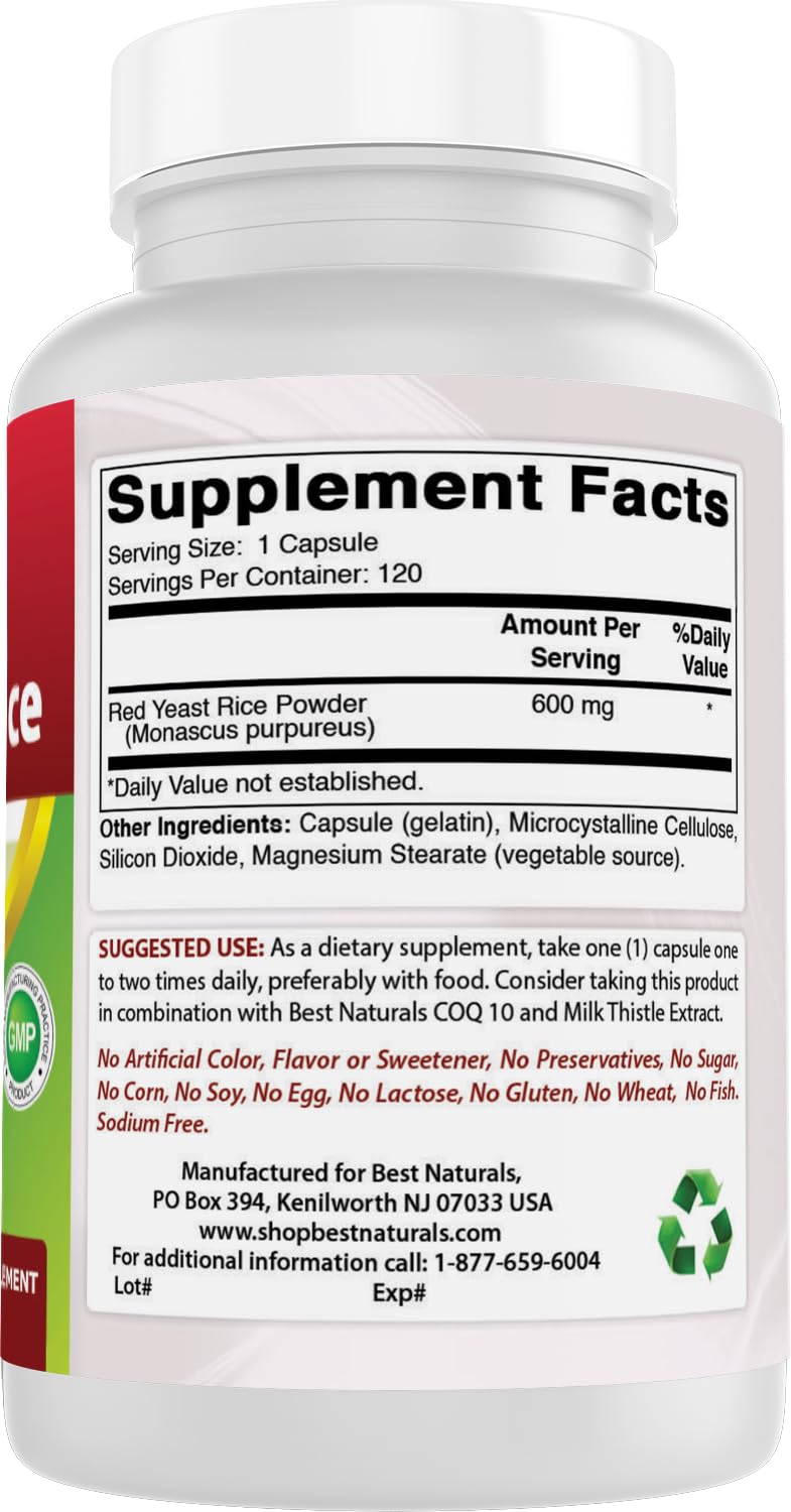 Red Yeast Rice 600 mg 120 Capsules U13860