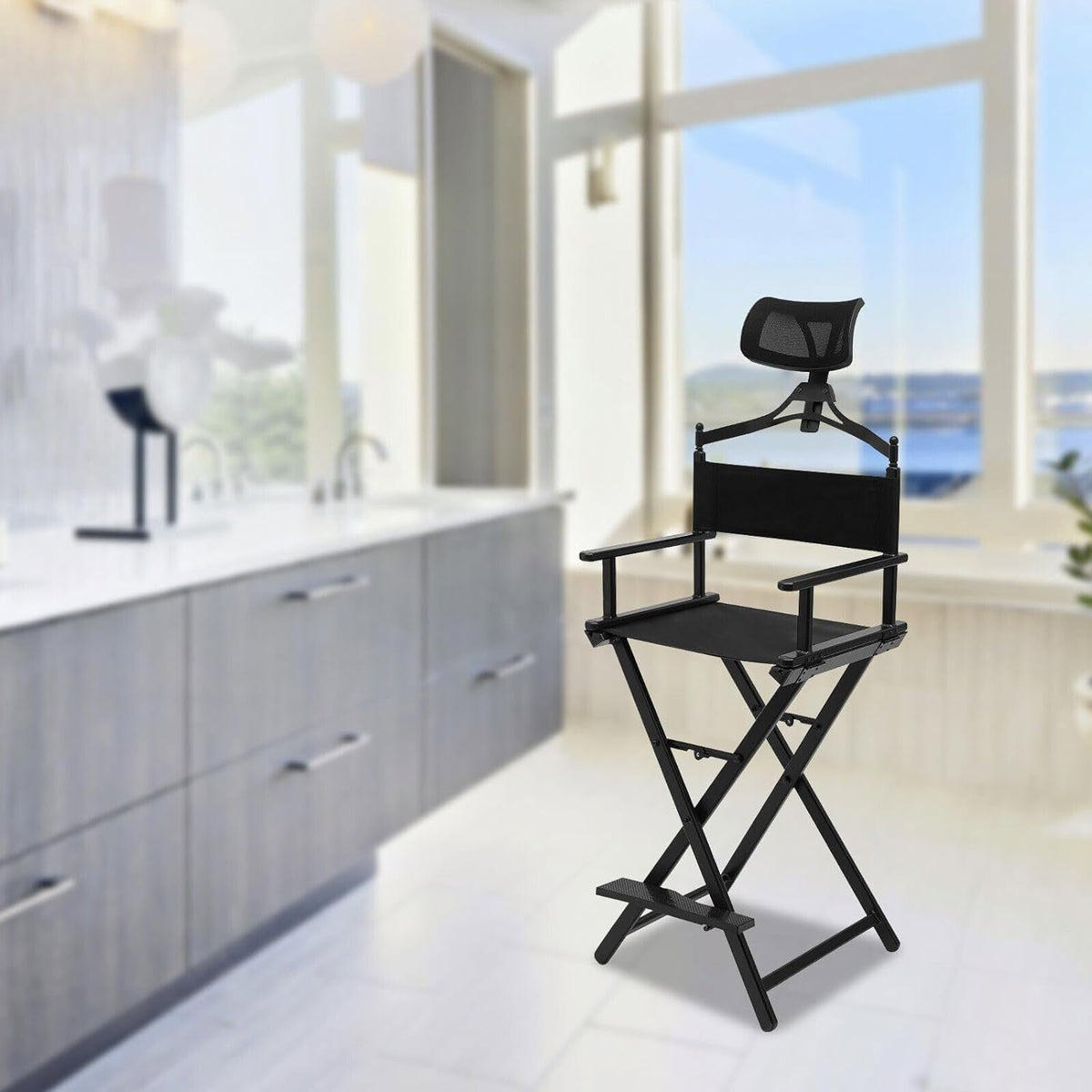 Foldable Makeup Artist Chair 300lbs Gold N761