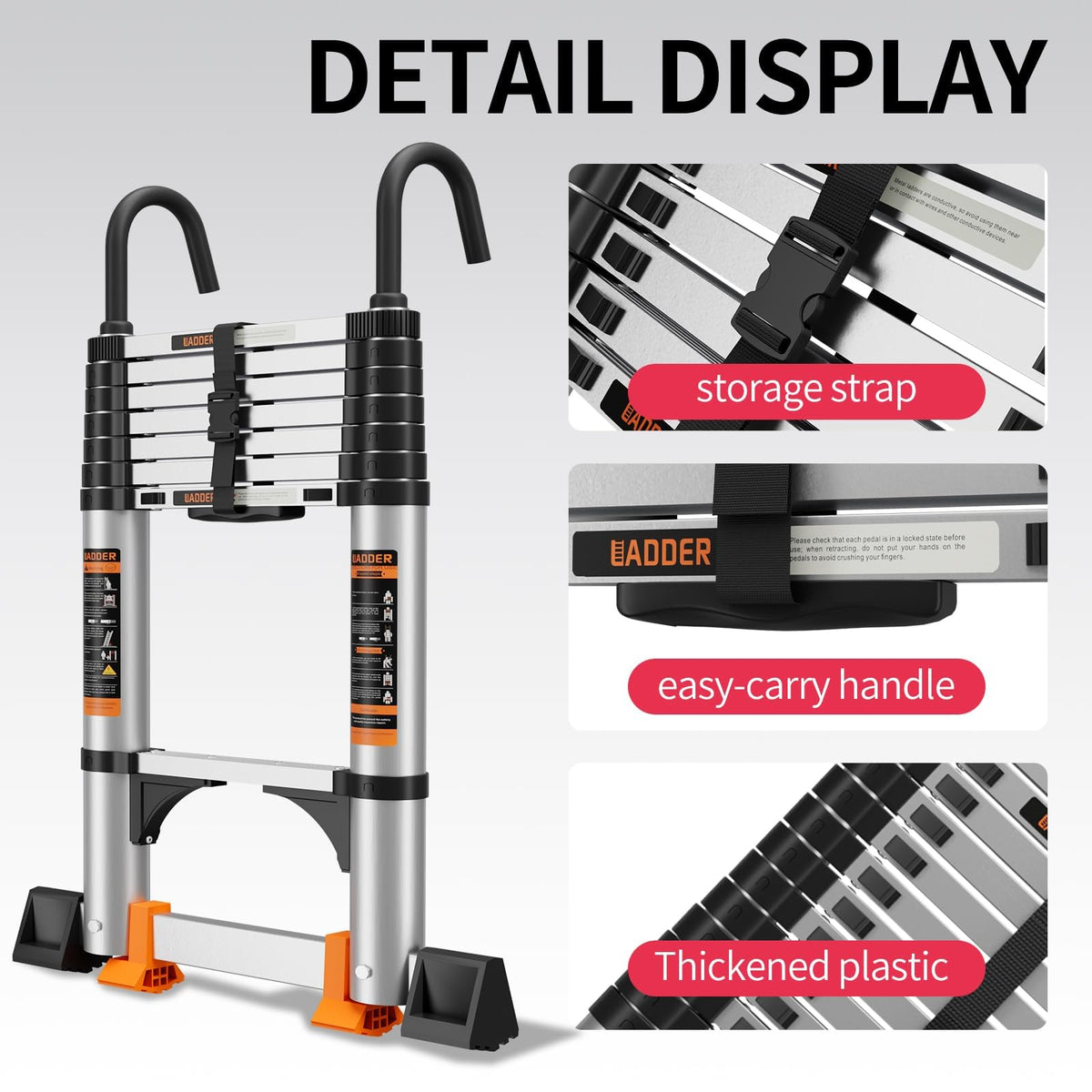 Telescoping Aluminum Ladder 330lbs Max Capacity L1119