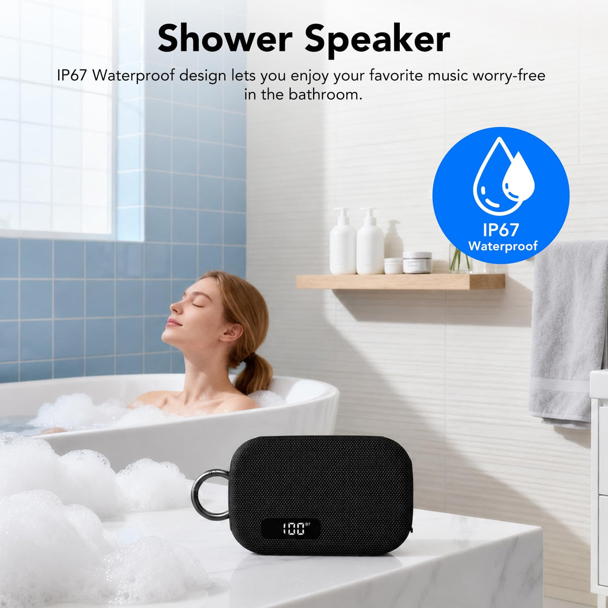 Portable IP67 Waterproof Bluetooth Speaker with Digital Battery Display U407