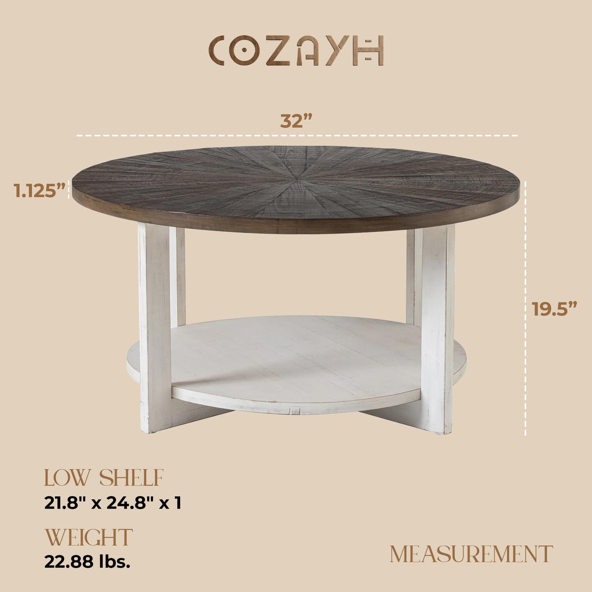 Round Farmhouse Coffee Table M7239