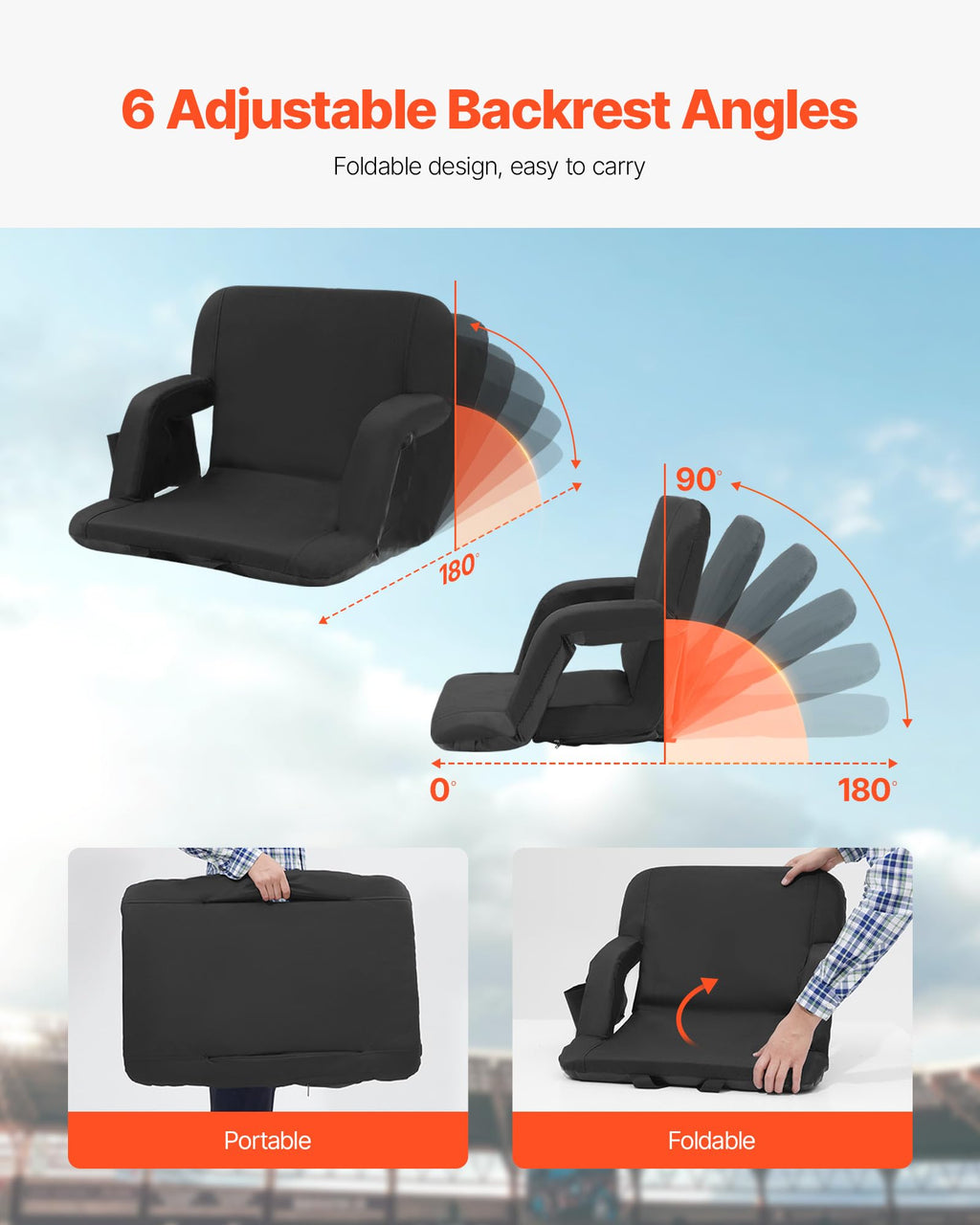 Folding Padded Stadium Seat with Cupholder S301
