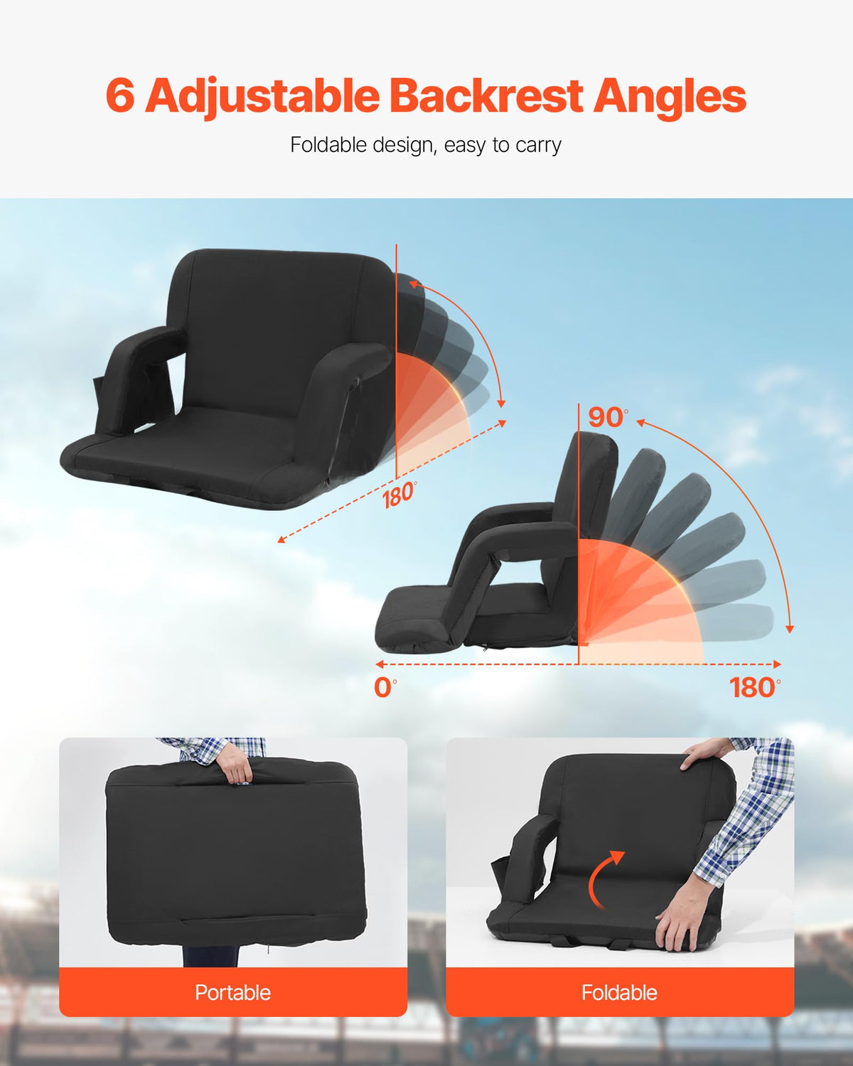Folding Padded Stadium Seat with Cupholder S301