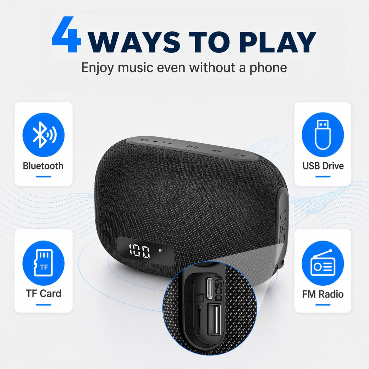 Portable IP67 Waterproof Bluetooth Speaker with Digital Battery Display U407
