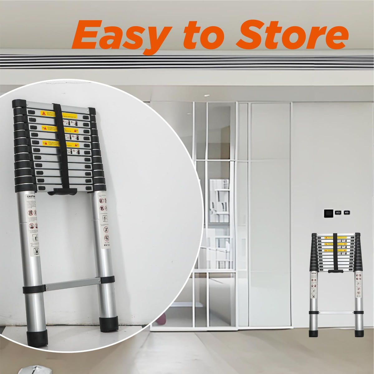 16.5FT Aluminum Telescoping Ladder, 300LB Capacity A551