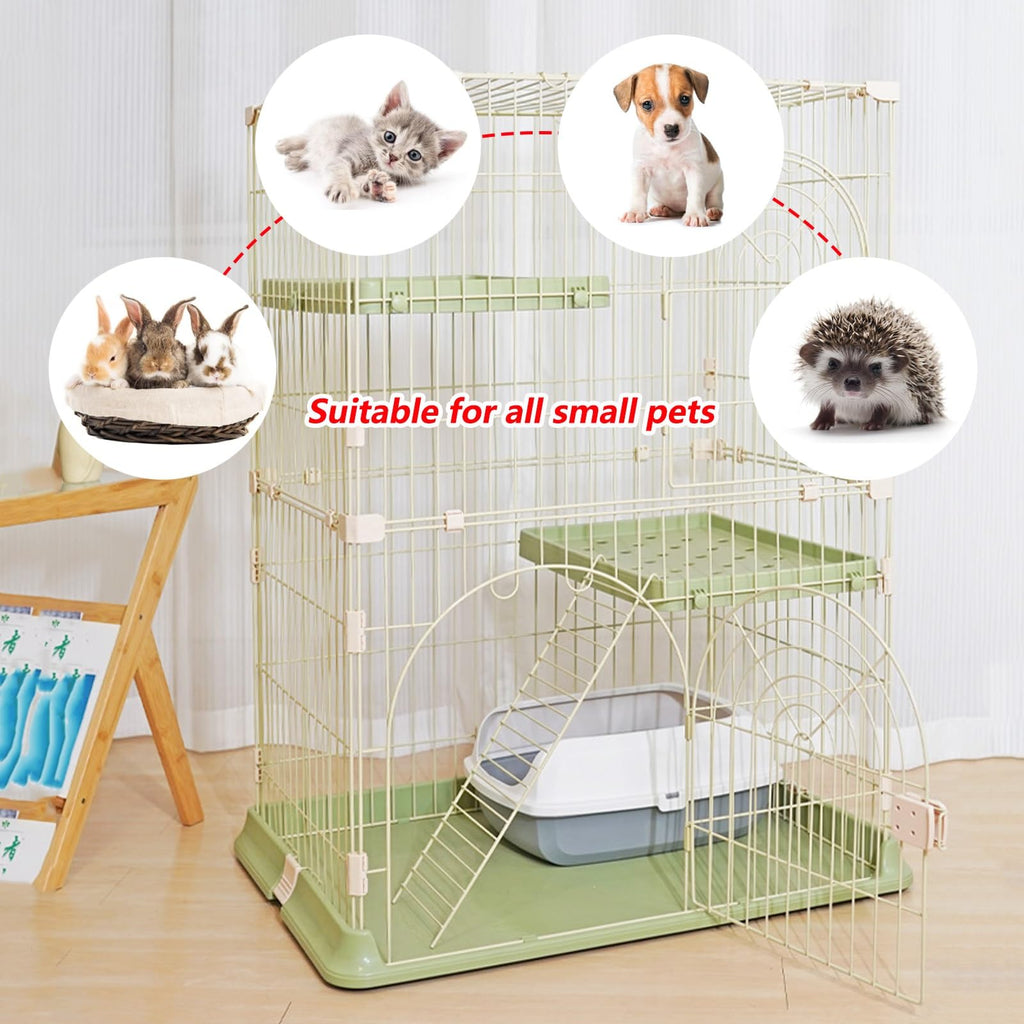 3/4-Tier Wire Cat Cage Playpen Kennel with Hammock Q262