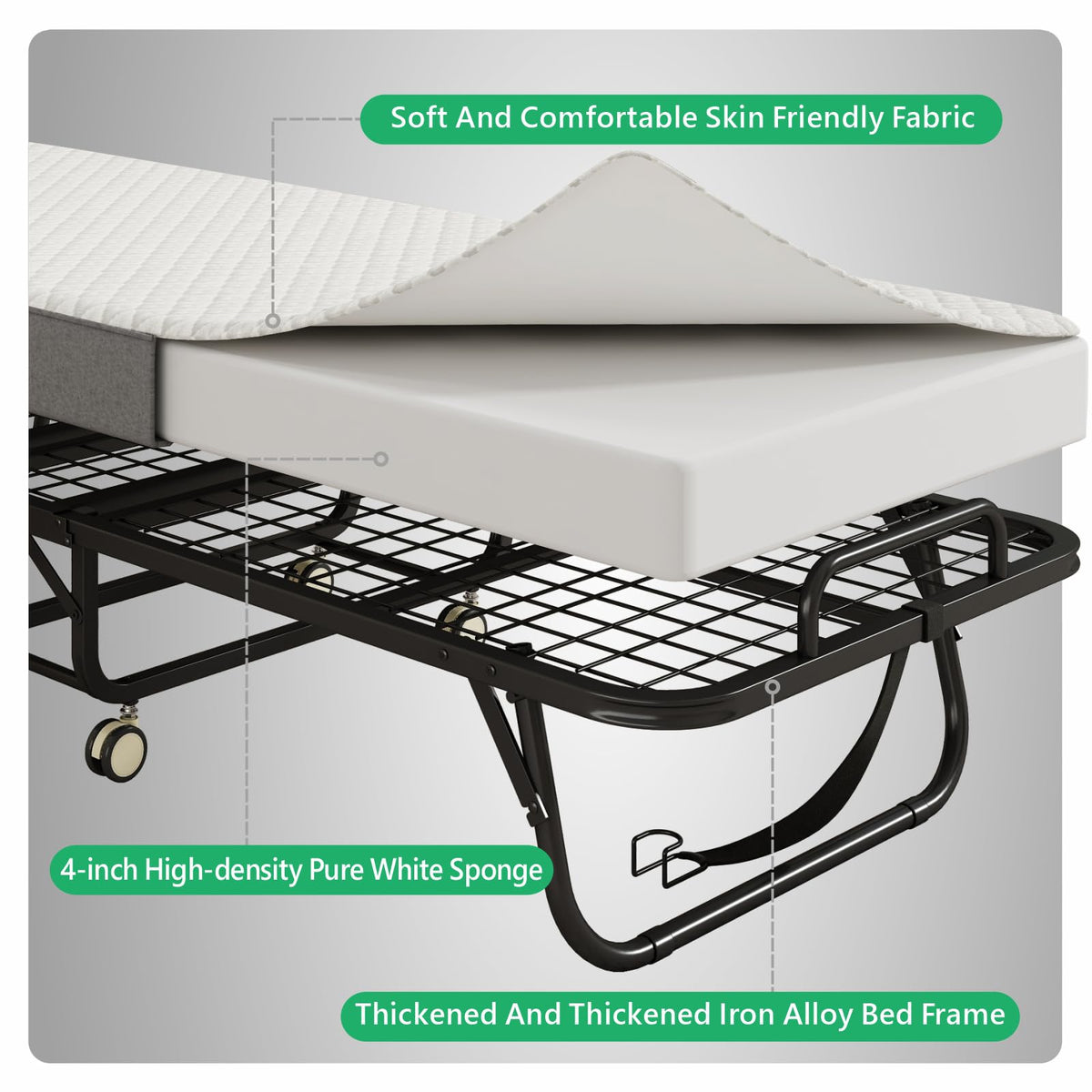 Folding Twin XL Size Bed with Memory Foam Mattress I299585