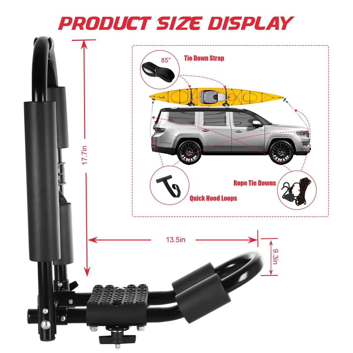 2 Pair Folding Adjustable Kayak Roof Rack S9670