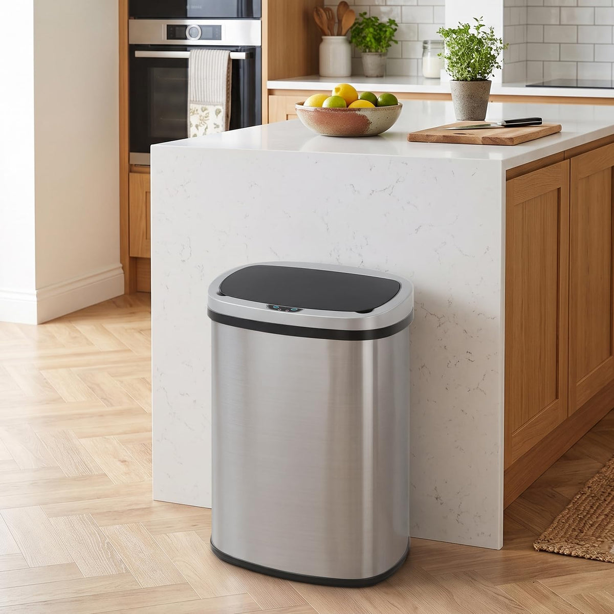 Stainless Steel 13 Gallon Touch Free Trash Can with Lid U582