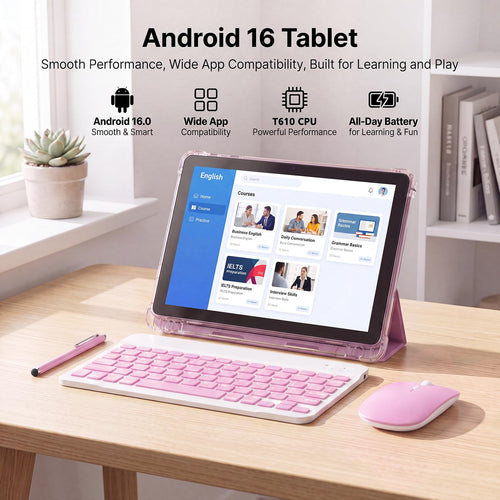 10 Inch 2 in 1 Tablet with Keyboard Kit & Case Pink C42480