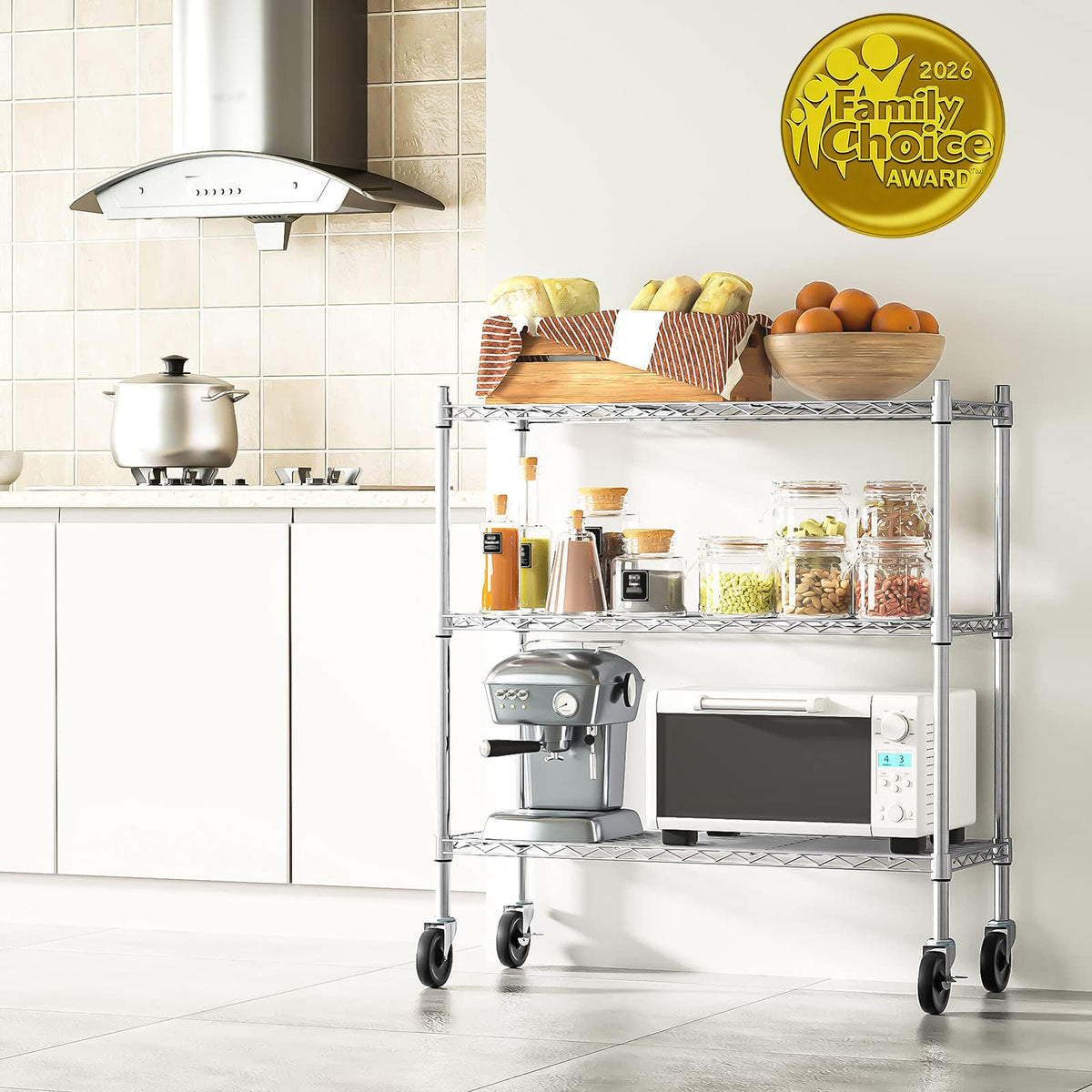 3-Tier Heavy Duty Metal Storage Shelves with Casters Y955