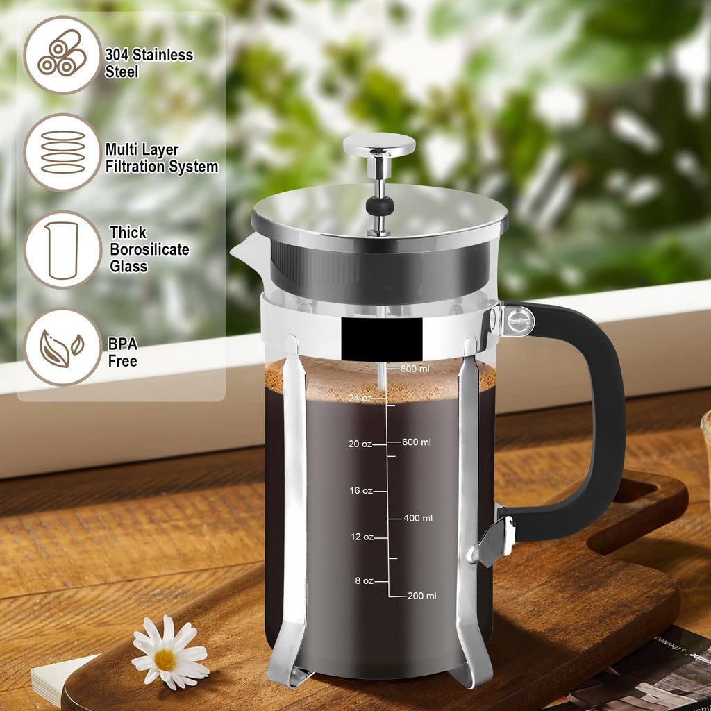 34oz Stainless Steel French Press Coffee Maker A982566