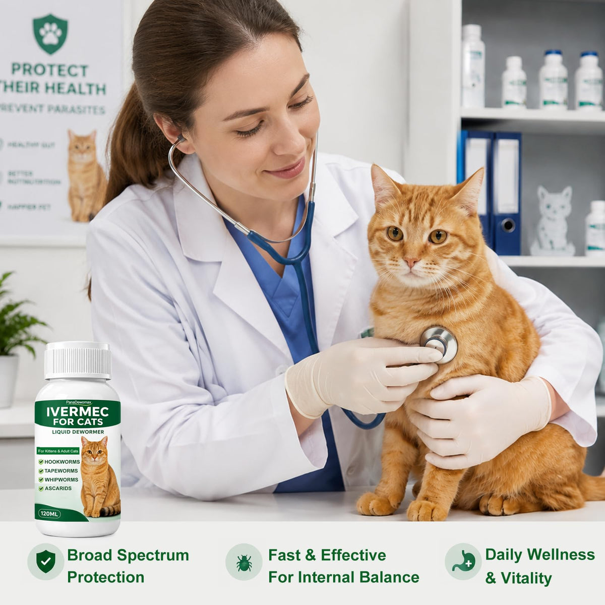 Broad Spectrum Cat Dewormer for Tapeworms, Roundworms and Hookworms G5797