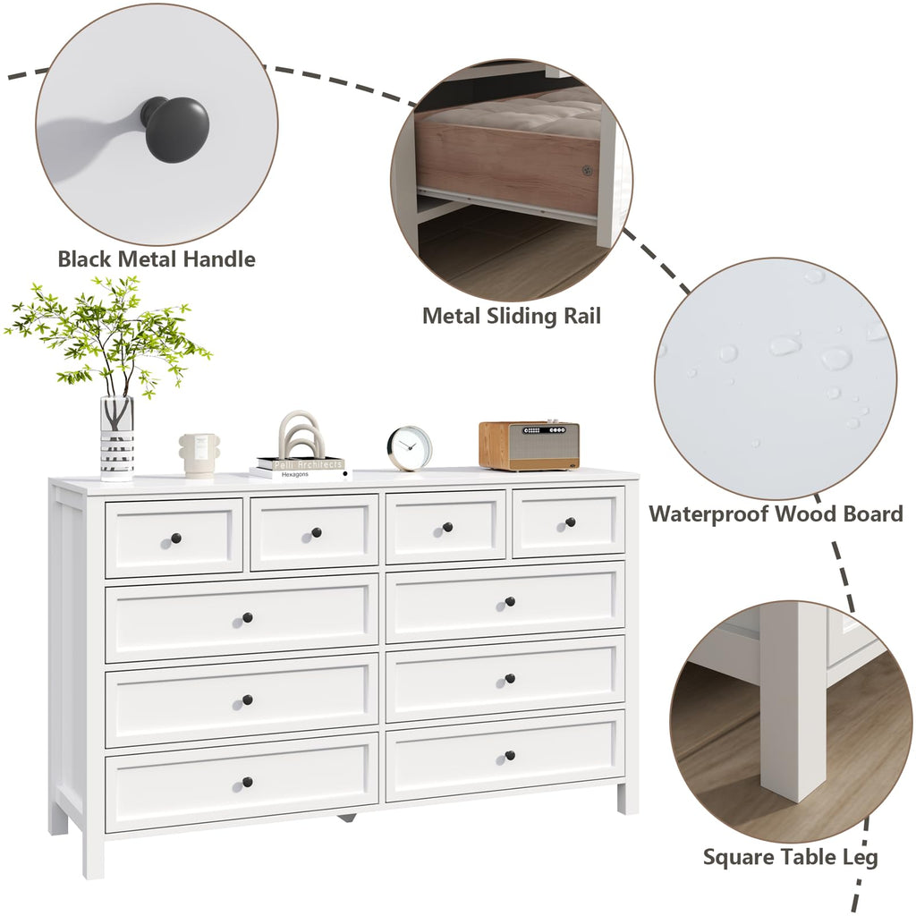 White 10 Drawers Dresser Q773794