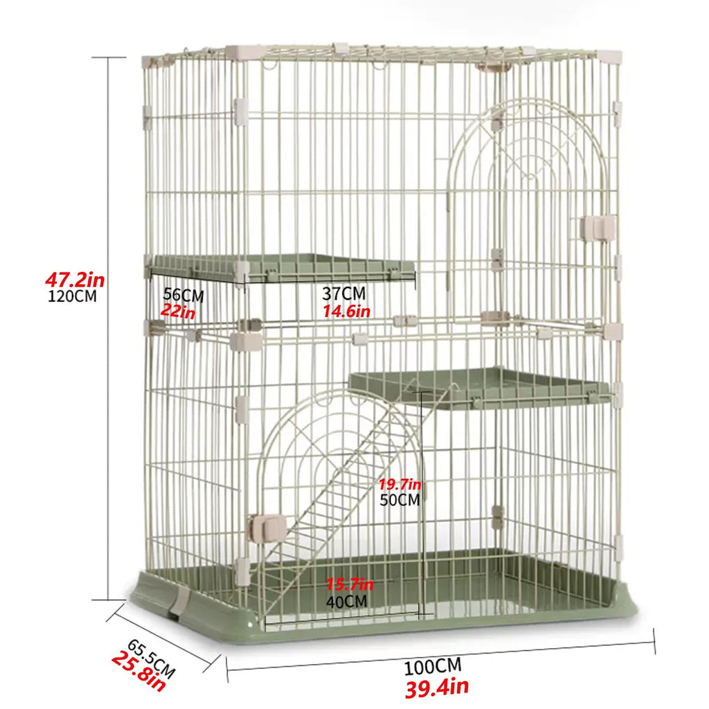 3/4-Tier Wire Cat Cage Playpen Kennel with Hammock Q262
