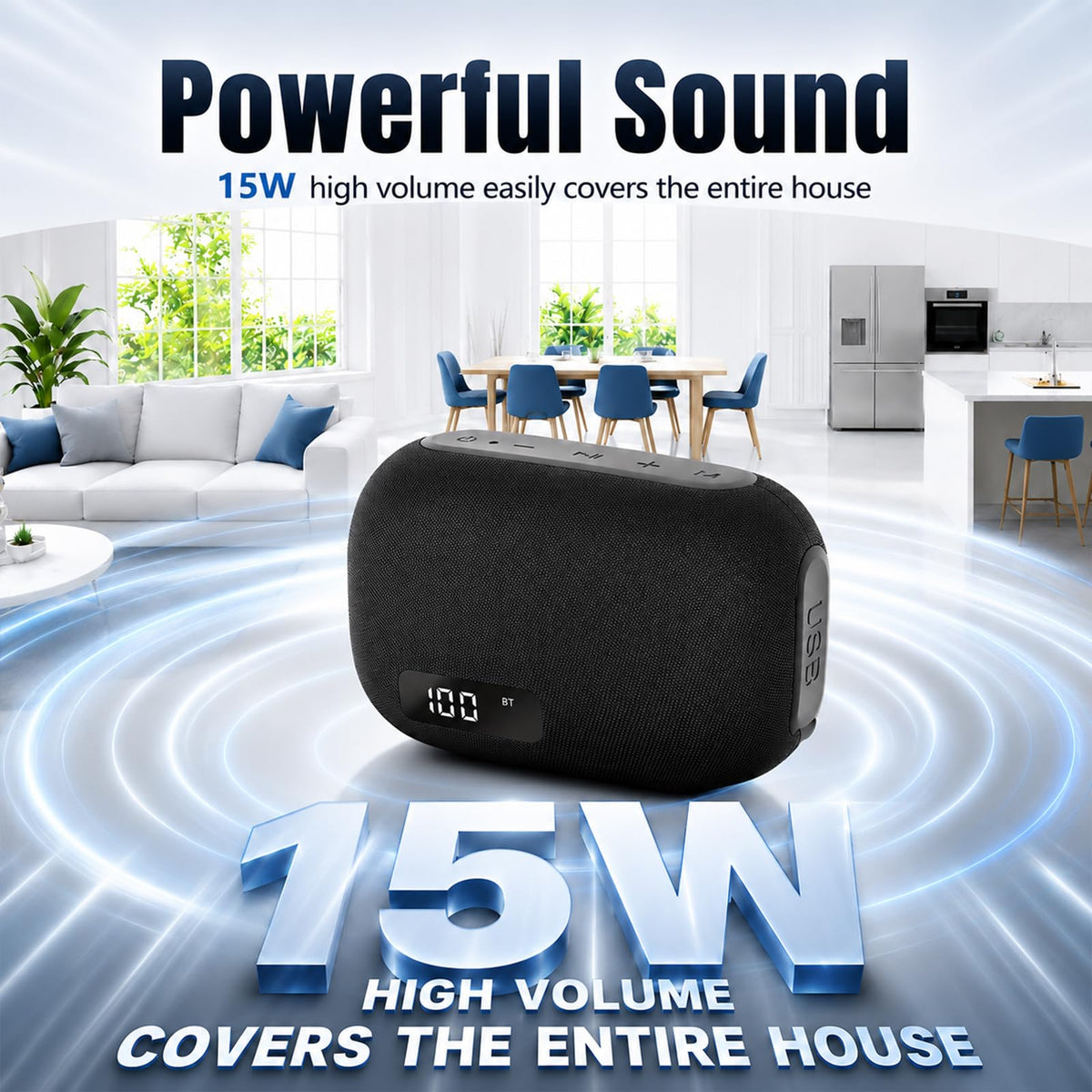 Portable IP67 Waterproof Bluetooth Speaker with Digital Battery Display U407