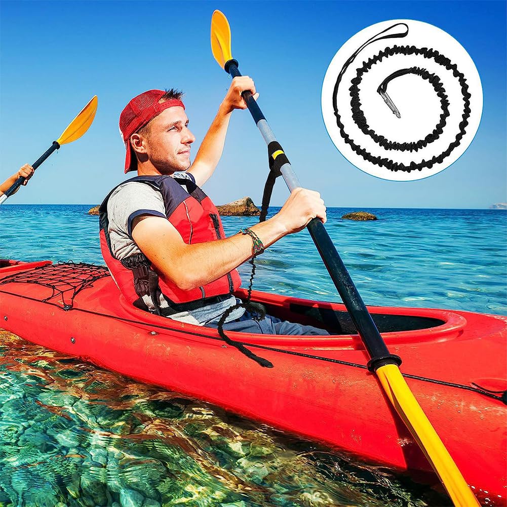 2 Pack Stretchable Kayak Paddle Leash with Carabiner B710129