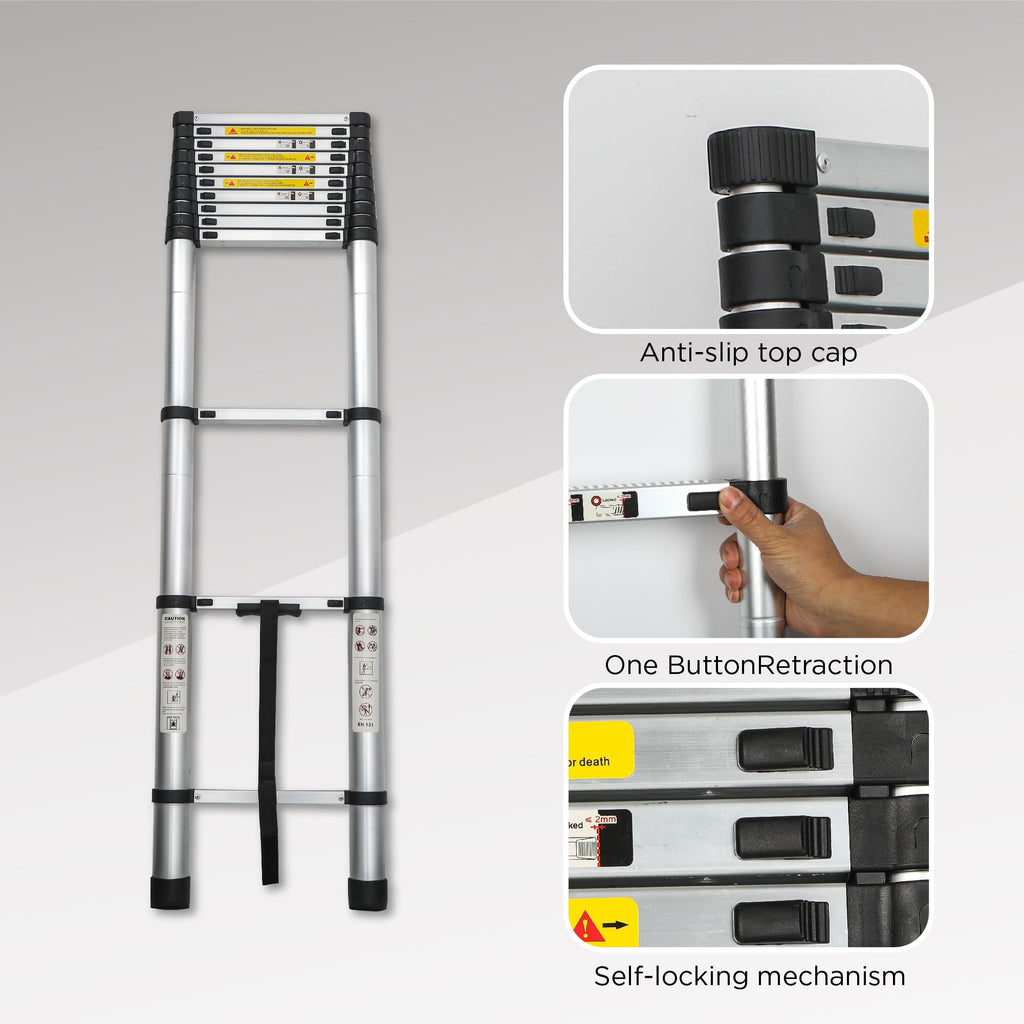 16.5FT Aluminum Telescoping Ladder, 300LB Capacity A551