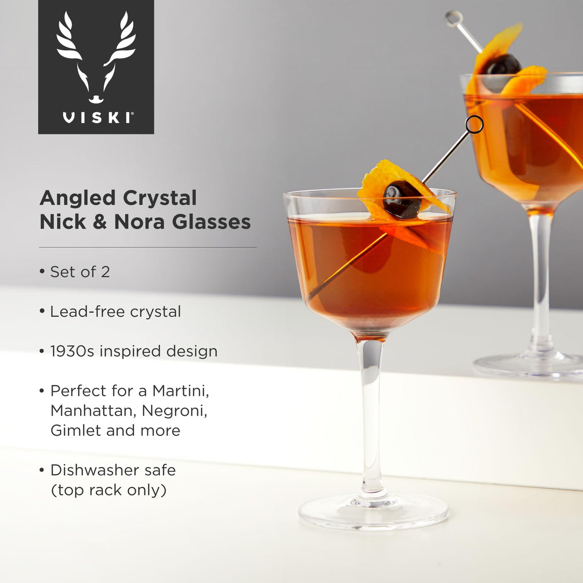 Stemmed Crystal Cocktail Glasses Set of 2 G608199