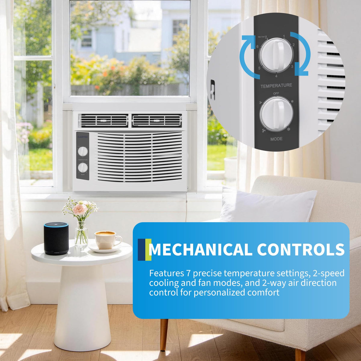 5000 BTU White Window Air Conditioner with Fan Function E273