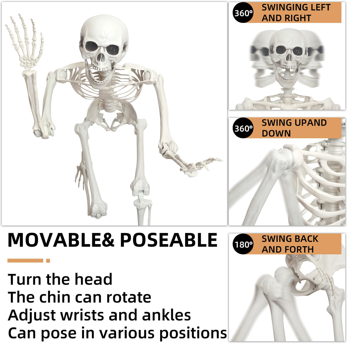 2 Pack 5.4ft Life Size Skeleton with Movable Joints C935915