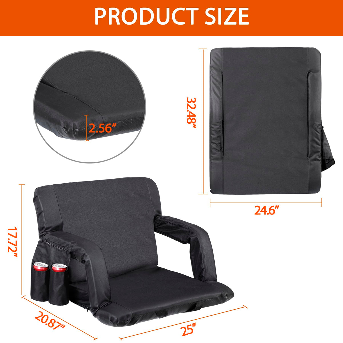 2 PCS Folding Stadium Seats with Back Support Y3624