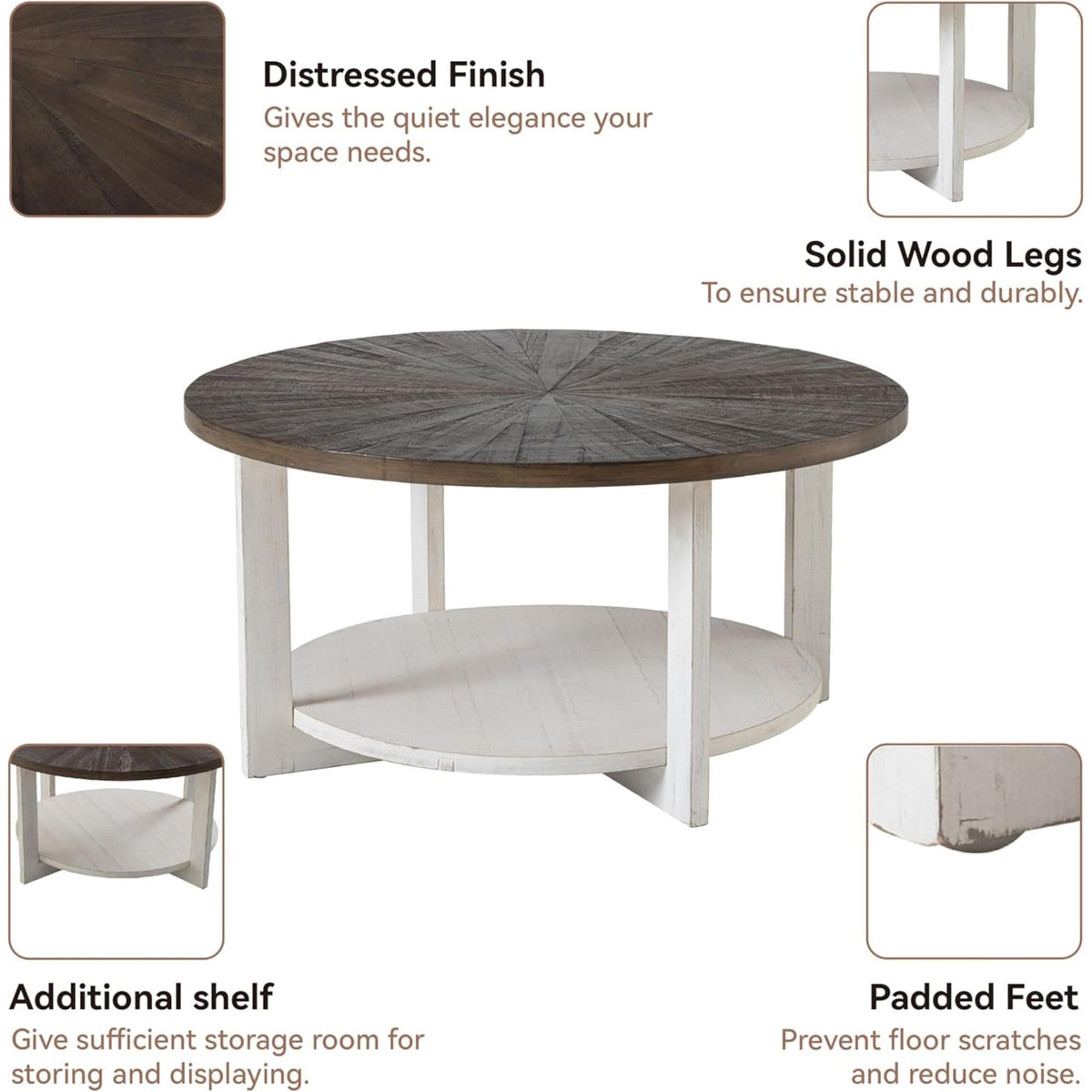 Round Farmhouse Coffee Table M7239